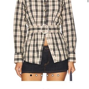 Damson Madder Plaid Button-Front Shirt with Belt